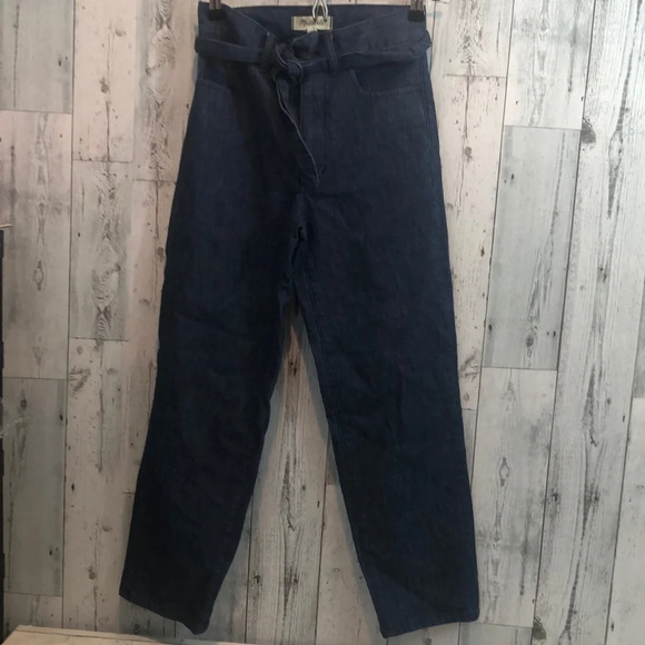 Madewell Denim Tapered Tie Waist Pants 24 - Picture 1 of 8